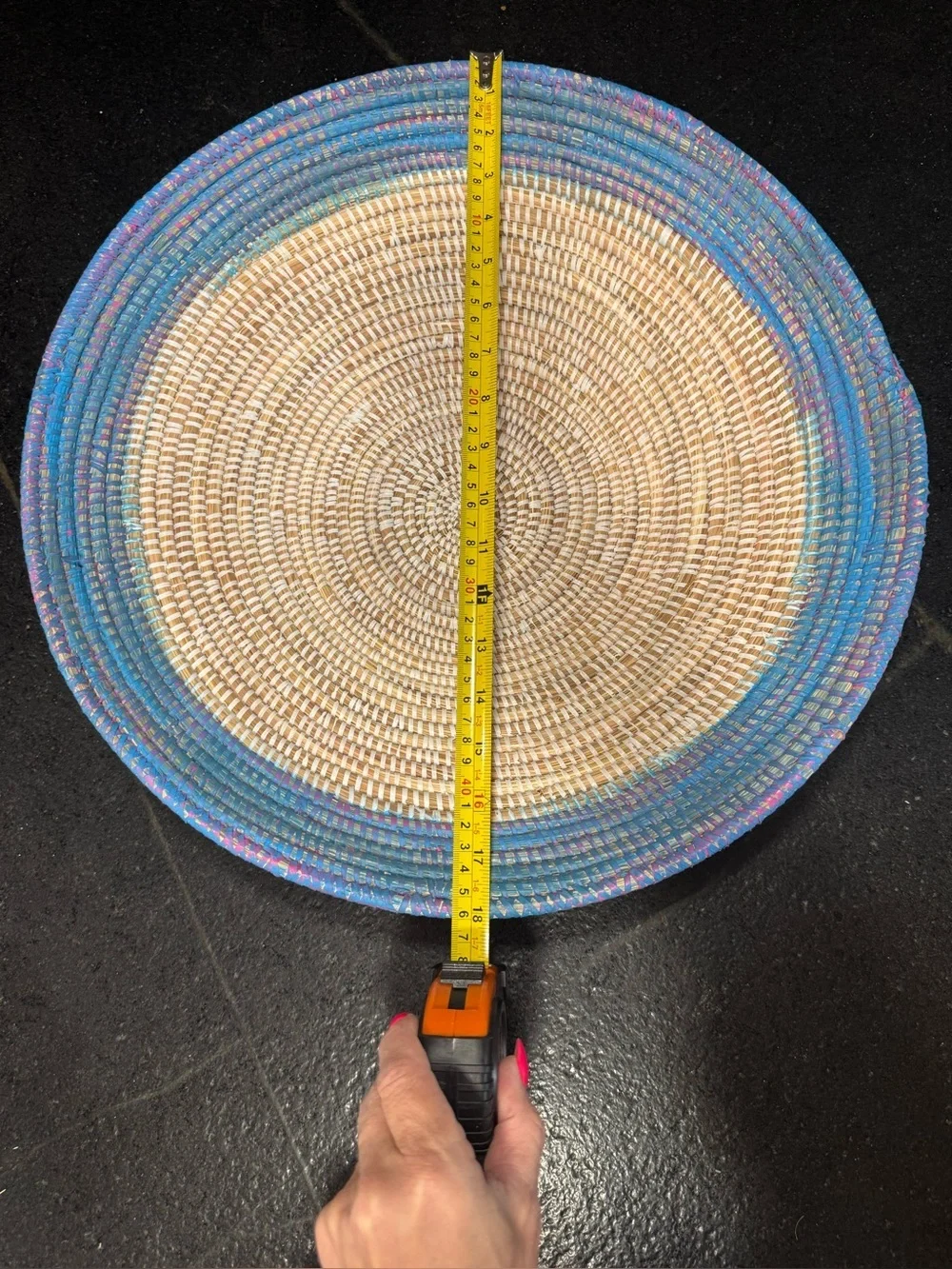 Beautiful large 18.5-inch handwoven  basket, wall hanging